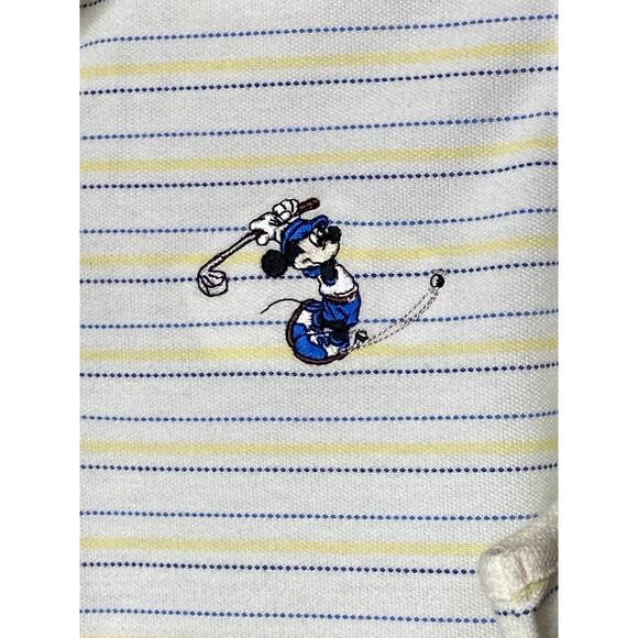 Vintage Disney Epcot Pro Women's XL White Striped Golf Polo Shirt Mickey Mouse - Picture 2 of 5